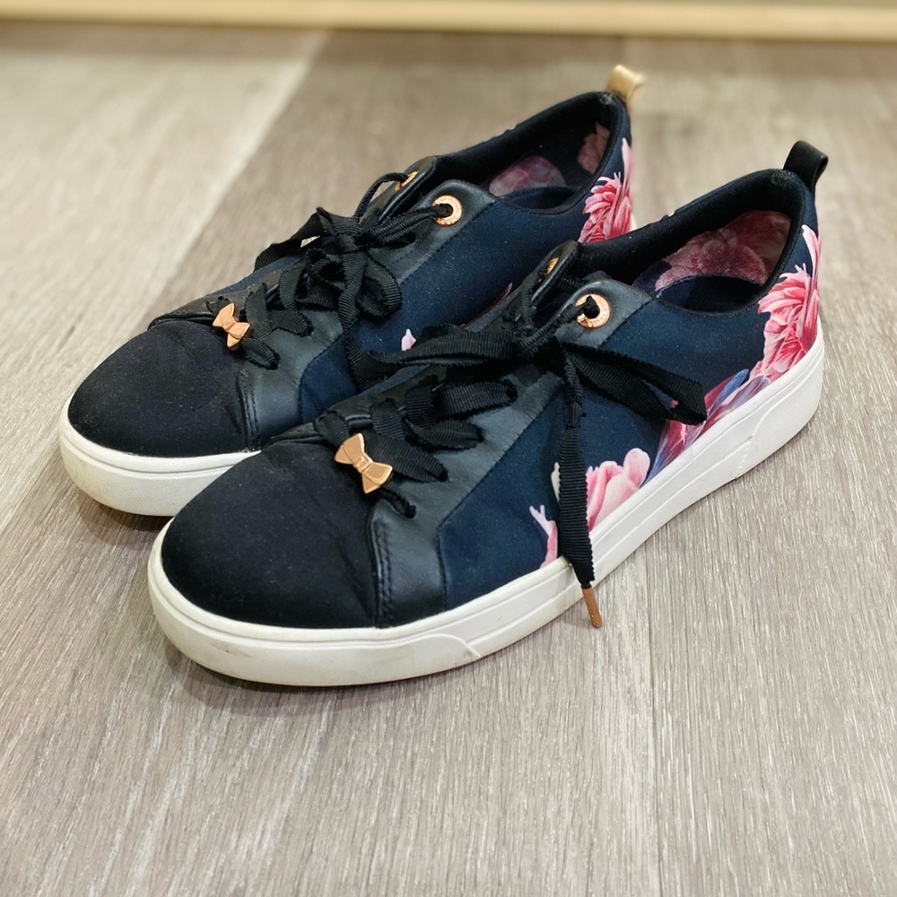 Ted Baker black and pink floral sneakers